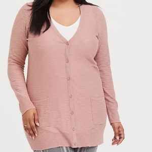 Torrid Slub Boyfriend Cardigan Button-front Sweater
